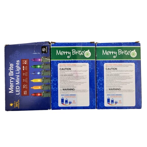 *NEW* 3-Pack Merry Brite Multi Color LED Mini Lights 70 Count Christmas 15 ft - Picture 3 of 4